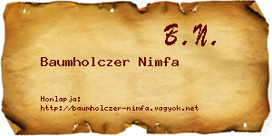 Baumholczer Nimfa névjegykártya